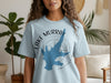 Light blue t-shirt with Lake Murray California map and compass graphic.