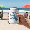 White can cooler with blue Lake Tawakoni, Texas map and compass design.