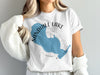 White t-shirt with blue Sandhill Lake map and "Sandhill Lake Wisconsin" text.