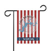 Garden flag with red and white stripes, Lake Monroe Indiana map, and "The Smith Family" text.