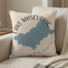 Lake Mascuppic New Hampshire map on a light linen pillow.
