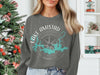 Dark gray sweatshirt with Lake Amistad Texas graphic and compass design.