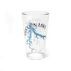 Clear glass with blue Stockton Lake map and compass design.