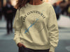 Beige sweatshirt with compass graphic featuring Lake Guntersville, Alabama.