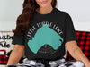Black t-shirt with turquoise Little Turtle Lake map graphic and "MINNESOTA" text.