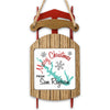 Sled ornament with red runners, "Merry Christmas From Sam Rayburn" text, and lake graphic.