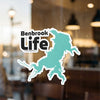 Benbrook Life sticker showing a lake outline and text, copyrighted Lake Lodge Media LLC.