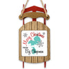 Wooden sled ornament with "Merry Christmas FROM Big Chapman" and map graphic.