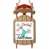 Sled ornament with red runners, wood frame, and "Merry Christmas from Lake Buchanan" text.