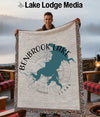 Woven throw with Benbrook Lake map and Texas design.