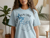 Light blue t-shirt with Cave Run Lake map and compass design with Kentucky text.