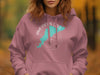 Dusty rose hoodie with American Lake Washington map and compass design.