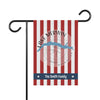 Garden flag with red and white stripes, Lake Merwin map, and "The Smith Family" text.