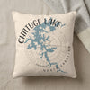 Chatuge Lake North Carolina map pillow with compass rose graphic.