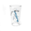 Clear glass pint glass with Toledo Bend map and compass design.