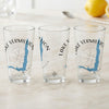 Three clear glasses with "Lake Vermillion Minnesota" and a compass map design.
