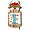 Sled ornament with "Merry Christmas from Lake Piru" text and teal map outline.