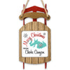 Sled ornament with "Merry Christmas From Choke Canyon" text and blue map graphic.
