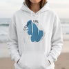 White hoodie with a blue Ossipee Lake, New Hampshire graphic and compass.