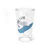 Clear glass pint glass with Lake Erie map and compass design.