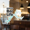 Watts Bar Life sticker with a teal lake outline on glass.