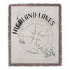 Tapestry with Highland Lakes map, compass rose, and "TEXAS" text.