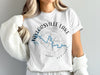 White t-shirt with Taylorsville Lake Kentucky compass and map design.