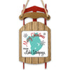 Sled ornament with "Merry Christmas From Lake Istokpoga" text and a teal lake silhouette.