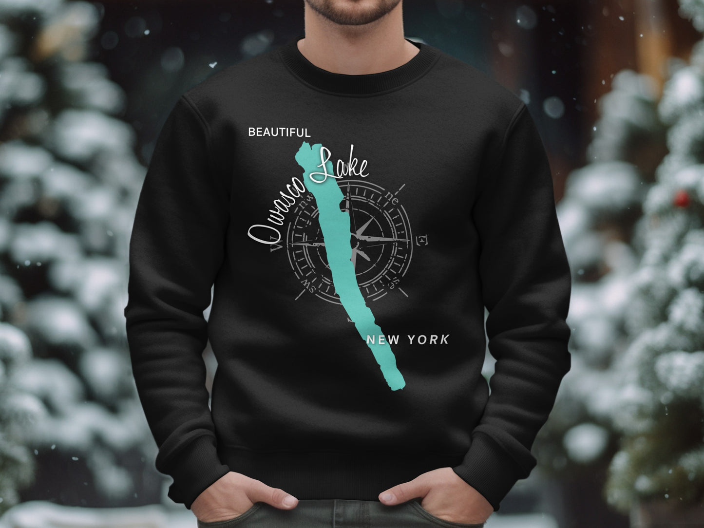 Owasco Lake New York Map Design T-Shirt or Sweatshirt