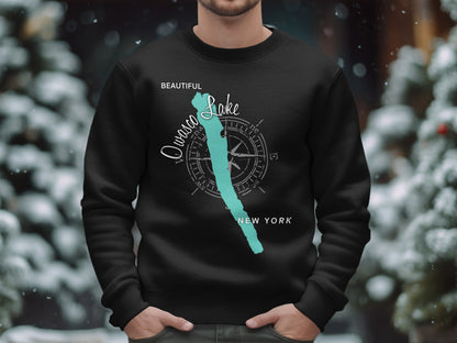 Owasco Lake New York Map Design T-Shirt or Sweatshirt