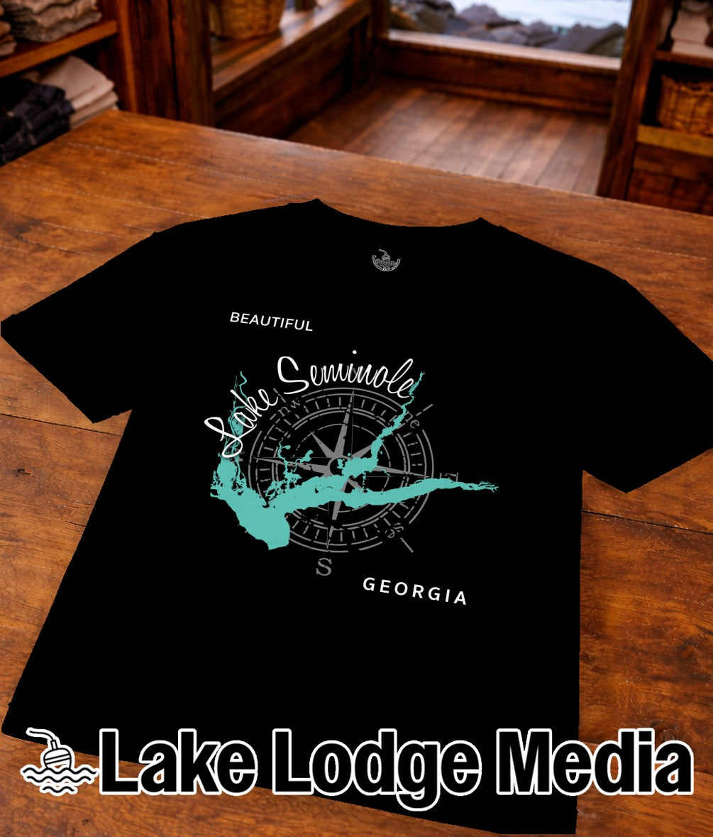 Black t-shirt with "Lake Seminole" and map graphic.