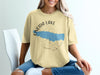 Light yellow t-shirt with Oneida Lake map and compass design.