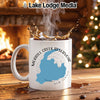 Merrill Creek Reservoir New Jersey mug with steam and splashing coffee.