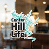 Center Hill Life sticker with a turquoise lake outline and copyright text.