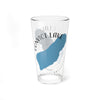 Clear glass pint glass with blue Convict Lake map and "Convict Lake California" text.