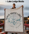 Woven blanket showing Lewis Smith Lake map with compass rose and "Alabama".