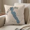 Pavlaks Lake Wisconsin map on a textured pillow with compass detail.