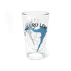 Glass featuring Rushford Lake map, compass rose, and "New York" text.
