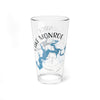 Clear glass pint glass with "Lake Monroe Indiana" and lake outline graphic.