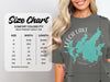 Comfort Colors 1717 size chart for heavyweight adult tees with width and length measurements.
