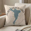 Black Canyon Lake Arizona map with compass rose on a cream throw pillow.