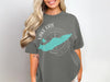 Grey t-shirt with Lake Erie and Pennsylvania map with compass graphic.