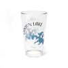 Clear glass pint glass with "Canyon Lake" text and a blue lake map design.