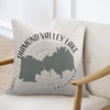 Diamond Valley Lake California map design on a throw pillow.