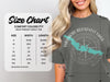 Comfort Colors 1717 heavyweight adult tee size chart with widths and lengths.