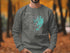 Gray sweatshirt with a compass rose and map of Lake Charleston, Ontario.
