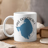White mug with blue Lake Okeechobee map and "Florida" text.