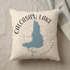 Pillow with Calcasieu Lake map and compass rose, featuring "Calcasieu Lake Louisiana" text.