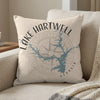 Pillow with Lake Hartwell map and compass rose design, Georgia text.