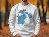 White sweatshirt with Floyd Lake Minnesota design and compass rose.
